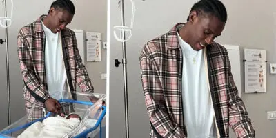 ”Un’emozione indescrivibile”: Enock Barwuah, fratello di Balotelli, pubblica la prima foto da papà con gli occhi sognanti davanti a Noah