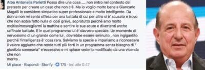 LITE VOLPE-MAGALLI, INTERVIENE ALBA PARIETTI: «GIANCARLO NON HA FATTO NULLA DI GRAVE»