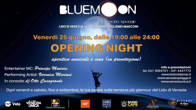 Vela e Venezia Spiagge in collaborazione con Aperol Spritz riaprono la Terrazza del Blue Moon con un ricco programma di musica live e intrattenimento