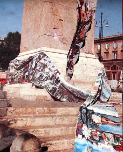 37 anni fa la Maxi Tela di Carlo Riccardi invadeva Piazza del Popolo a Roma per salvare i monumenti Italiani